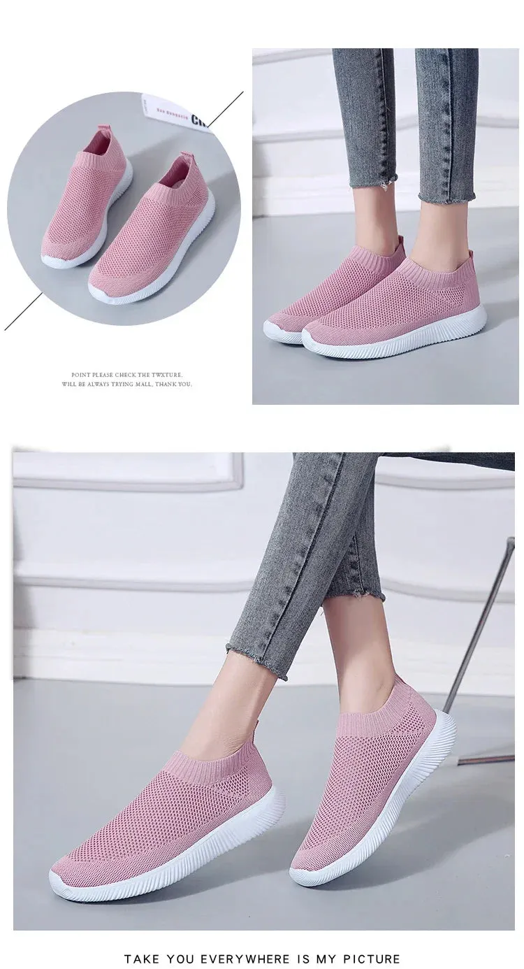 2024- New Style Women Shoes Knitting Sock Sneakers Women Flat Shoes Casual Breathable Sneakers Flats Walking Shoes for Women