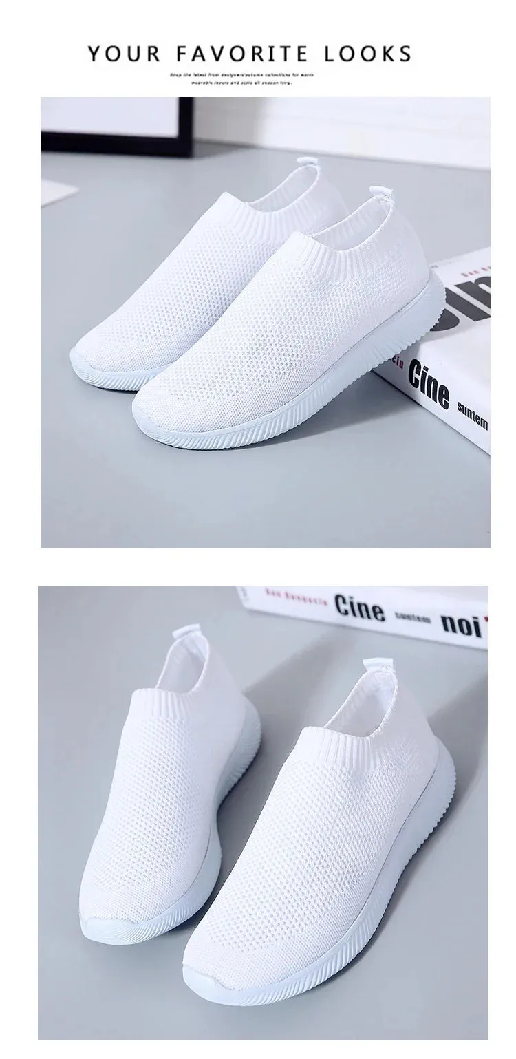 2024- New Style Women Shoes Knitting Sock Sneakers Women Flat Shoes Casual Breathable Sneakers Flats Walking Shoes for Women
