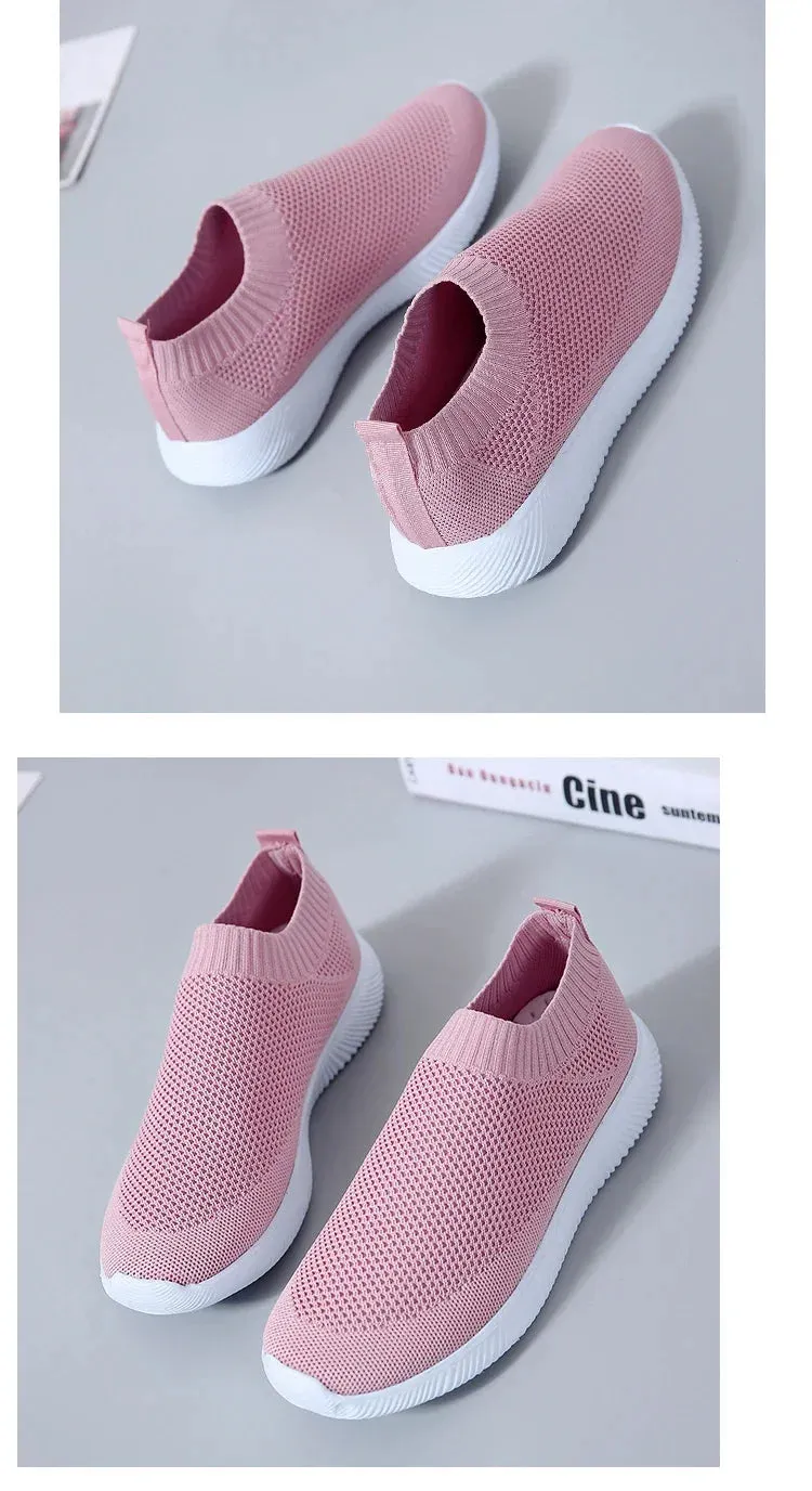 2024- New Style Women Shoes Knitting Sock Sneakers Women Flat Shoes Casual Breathable Sneakers Flats Walking Shoes for Women