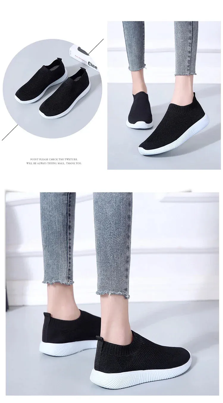 2024- New Style Women Shoes Knitting Sock Sneakers Women Flat Shoes Casual Breathable Sneakers Flats Walking Shoes for Women