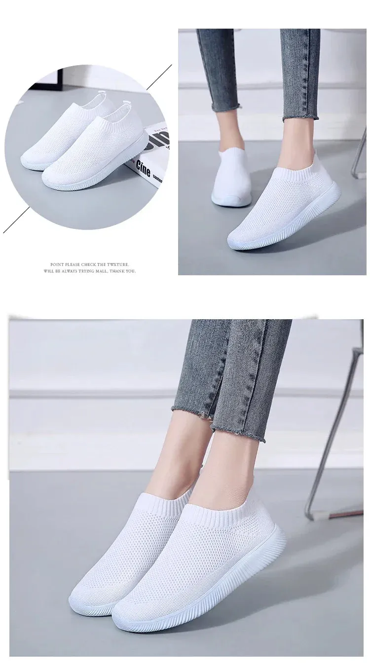 2024- New Style Women Shoes Knitting Sock Sneakers Women Flat Shoes Casual Breathable Sneakers Flats Walking Shoes for Women