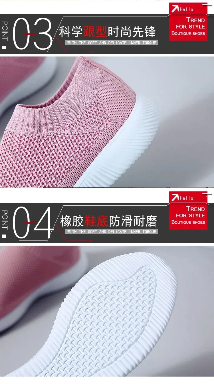 2024- New Style Women Shoes Knitting Sock Sneakers Women Flat Shoes Casual Breathable Sneakers Flats Walking Shoes for Women