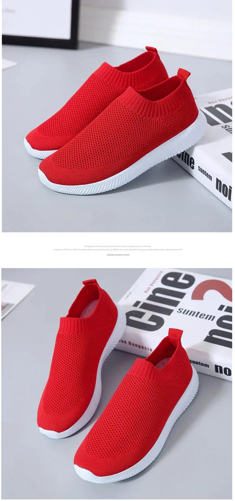 2024- New Style Women Shoes Knitting Sock Sneakers Women Flat Shoes Casual Breathable Sneakers Flats Walking Shoes for Women