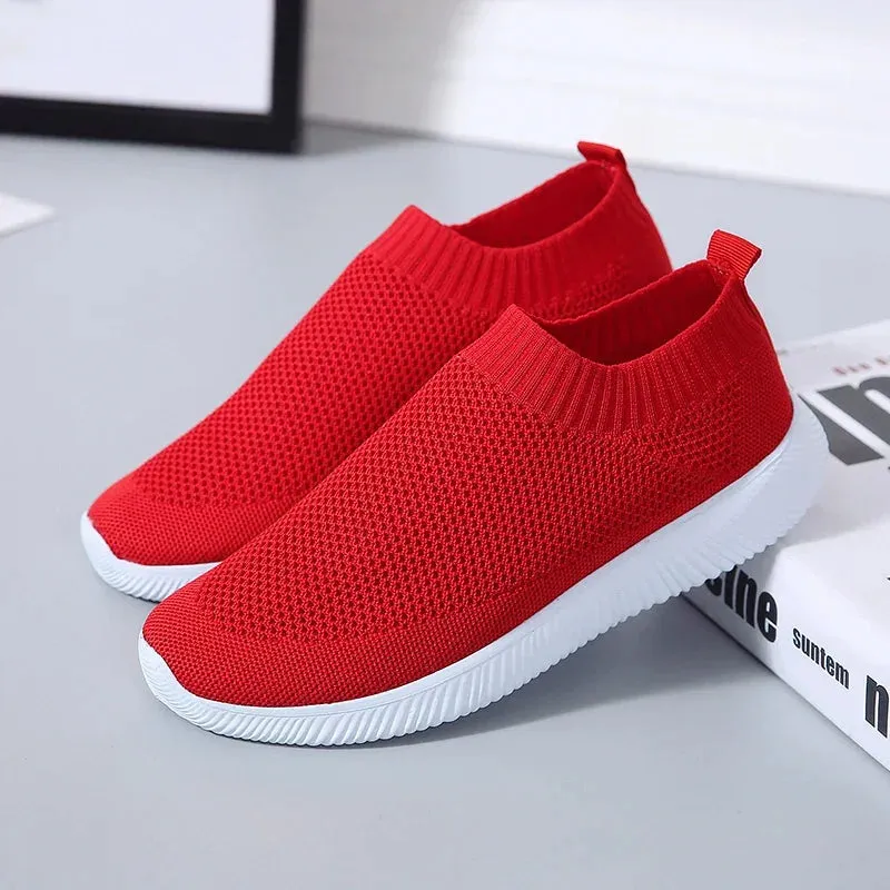 2024- New Style Women Shoes Knitting Sock Sneakers Women Flat Shoes Casual Breathable Sneakers Flats Walking Shoes for Women