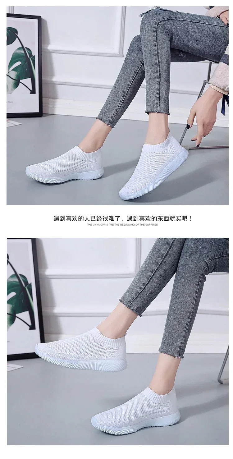 2024- New Style Women Shoes Knitting Sock Sneakers Women Flat Shoes Casual Breathable Sneakers Flats Walking Shoes for Women