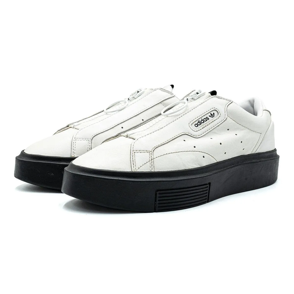 Adidas Sleek Super Zip Low-Top Sneakers Leather White Colour For Women