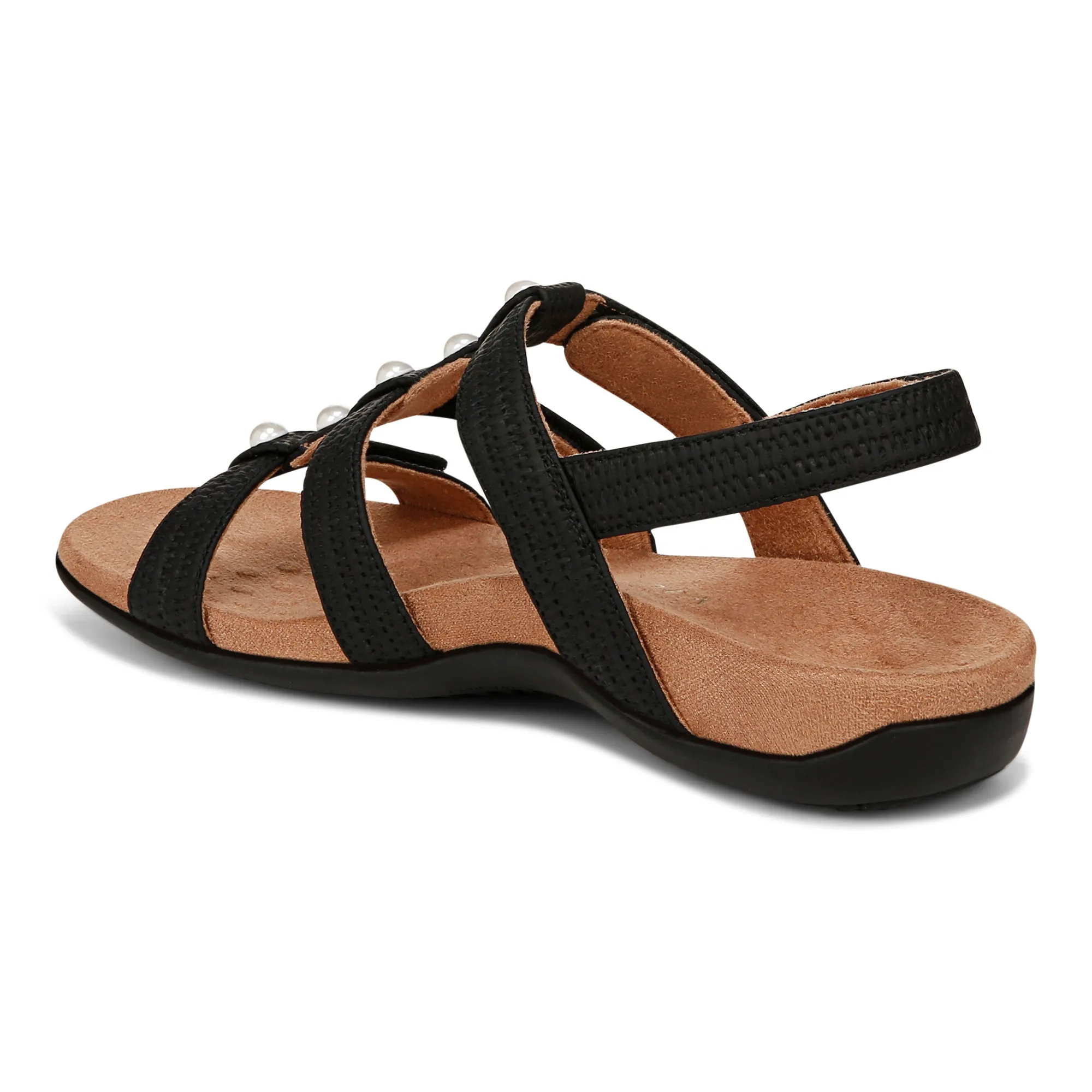Amber Pearl Adjustable Sandal - Black