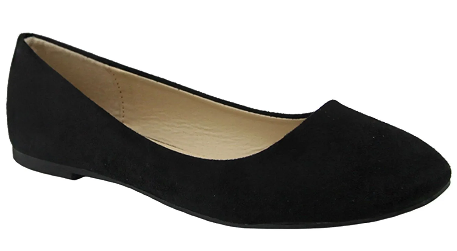 Anna Shoes Women's Sueded Closed Toe Ballet Flat