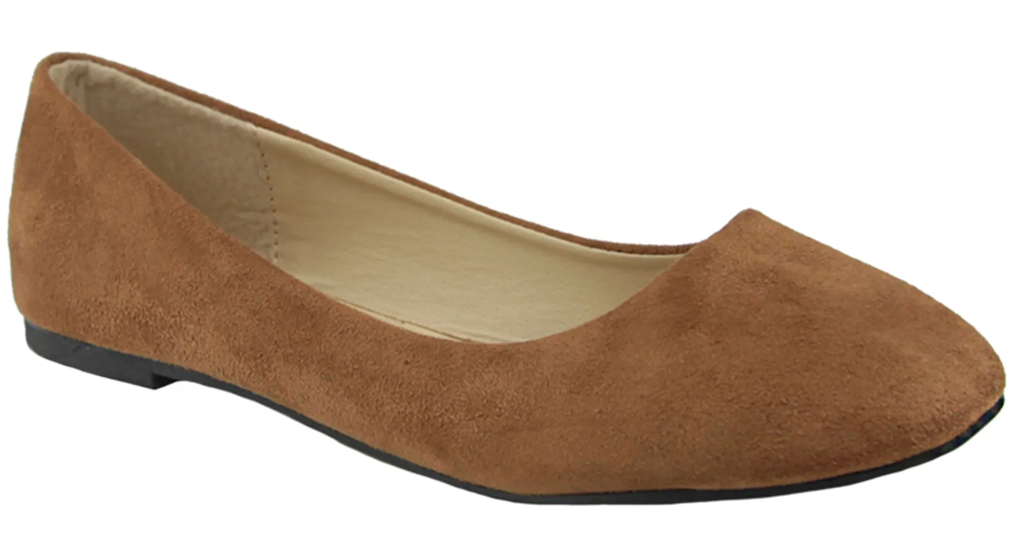 Anna Shoes Women's Sueded Closed Toe Ballet Flat