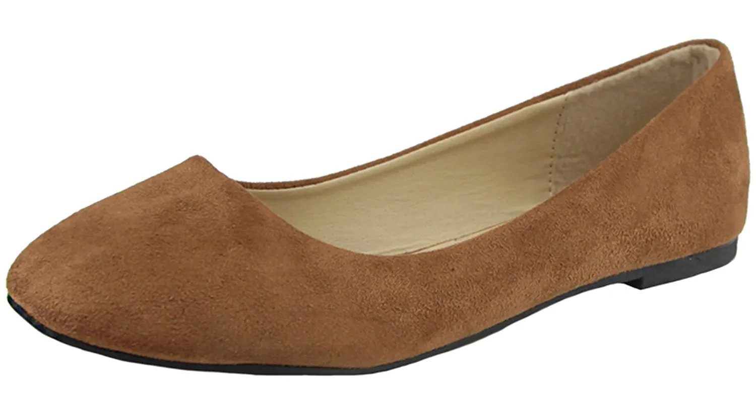 Anna Shoes Women's Sueded Closed Toe Ballet Flat