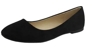 Anna Shoes Women's Sueded Closed Toe Ballet Flat