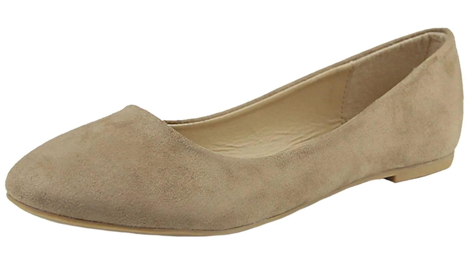 Anna Shoes Women's Sueded Closed Toe Ballet Flat
