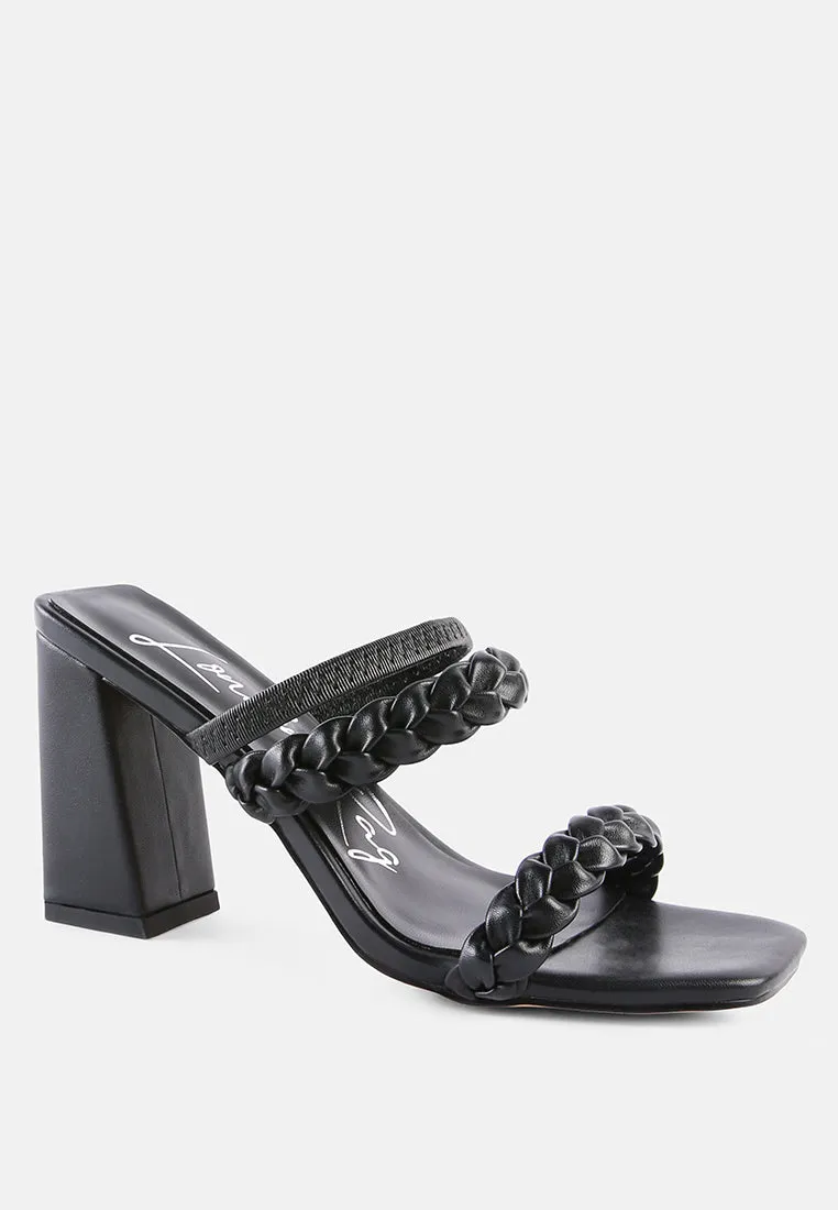 arnie braided block heel slider sandals