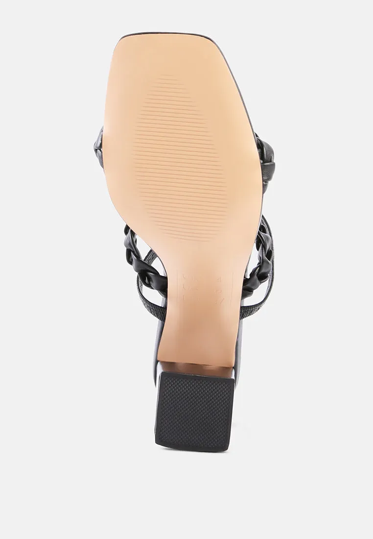 arnie braided block heel slider sandals