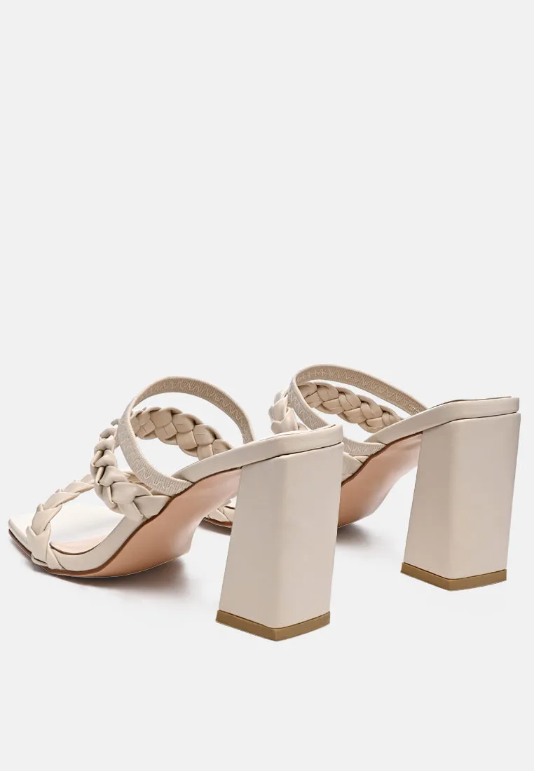arnie braided block heel slider sandals
