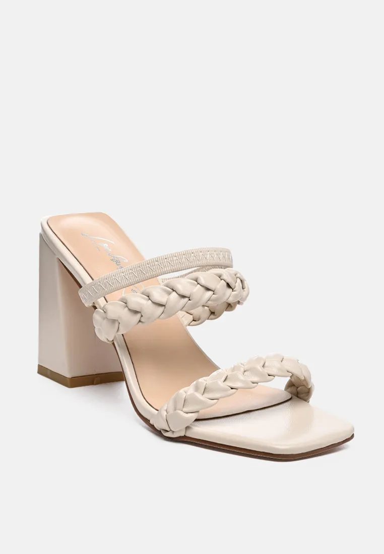 arnie braided block heel slider sandals