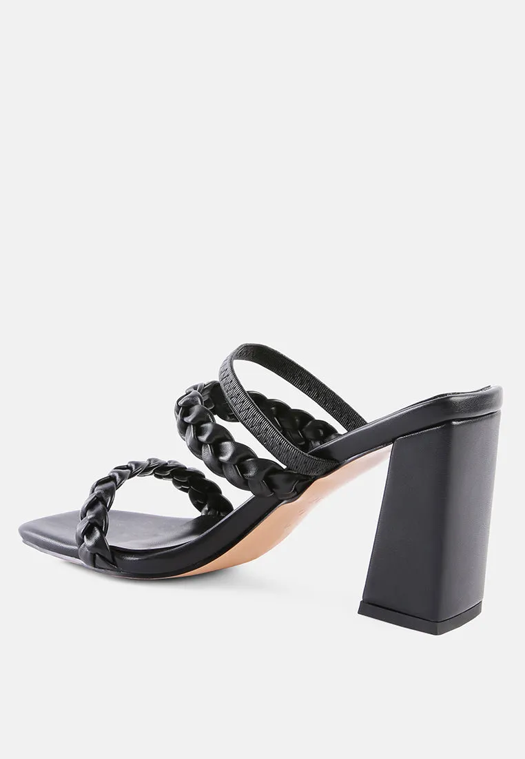 arnie braided block heel slider sandals