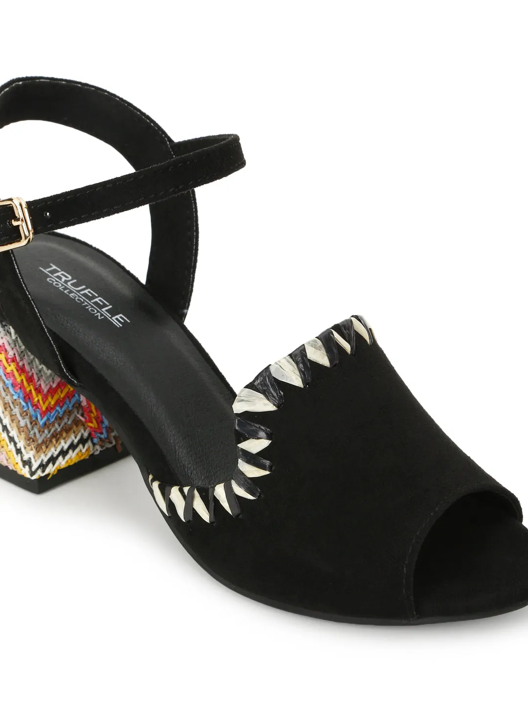 Black Suede Block Sandals (TC-A3178-BLK)