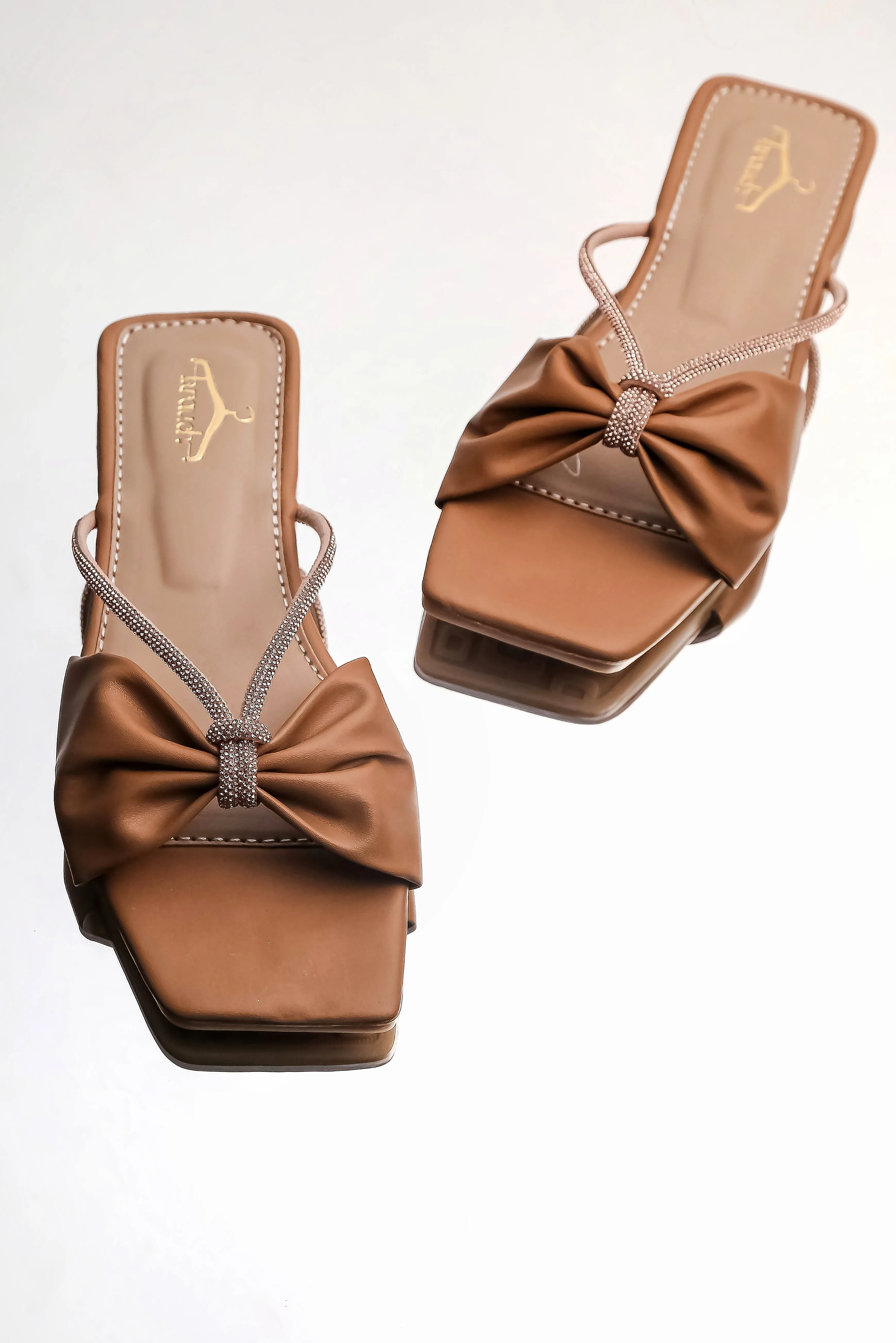 Brauch Women Tan Knot Rhinestone Embellished Flats