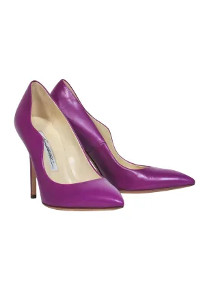 Brian Atwood - Purple Leather Pointed Toe Pumps Sz 7