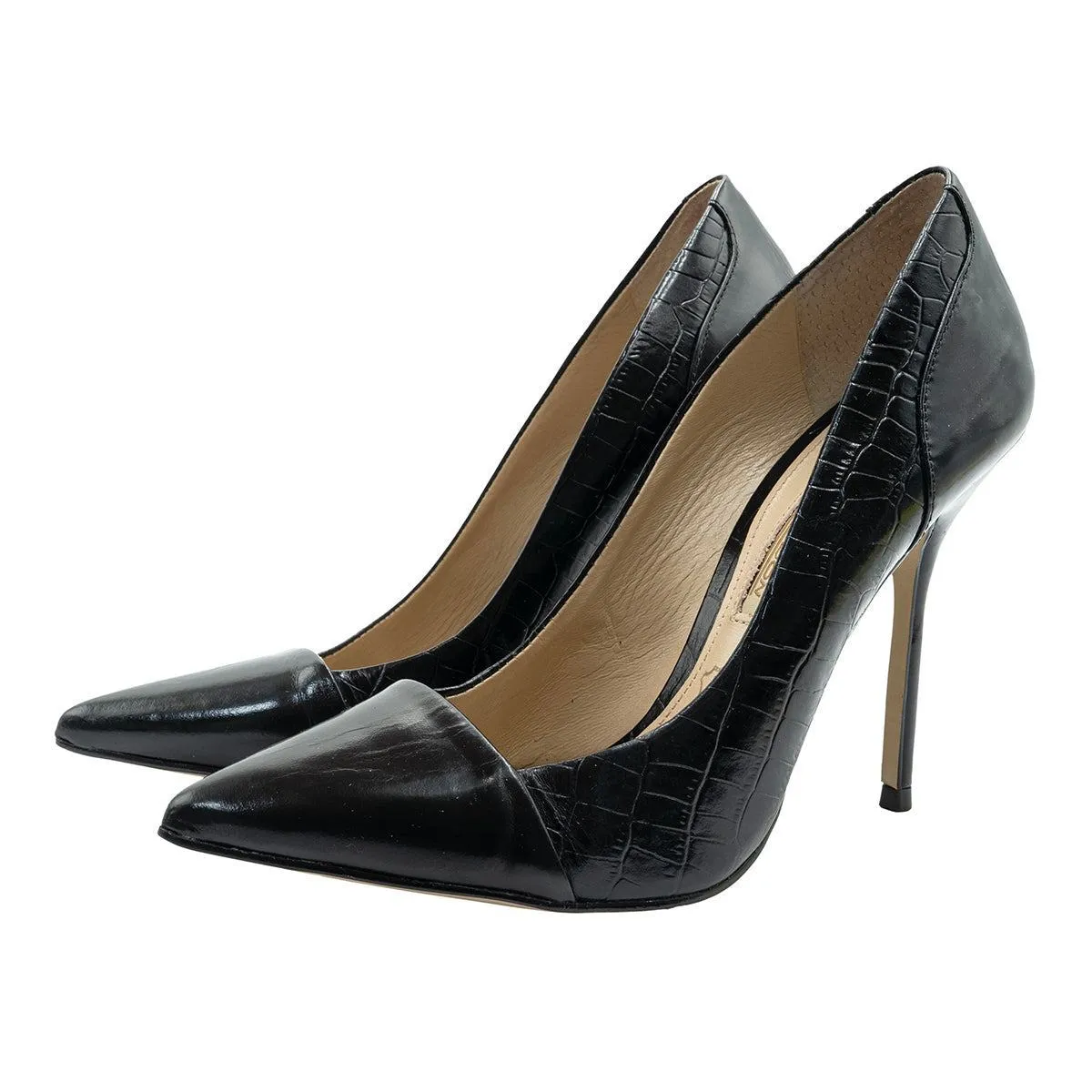 Buffalo Pump High-Heel Shoes Leather Black Colour For Women