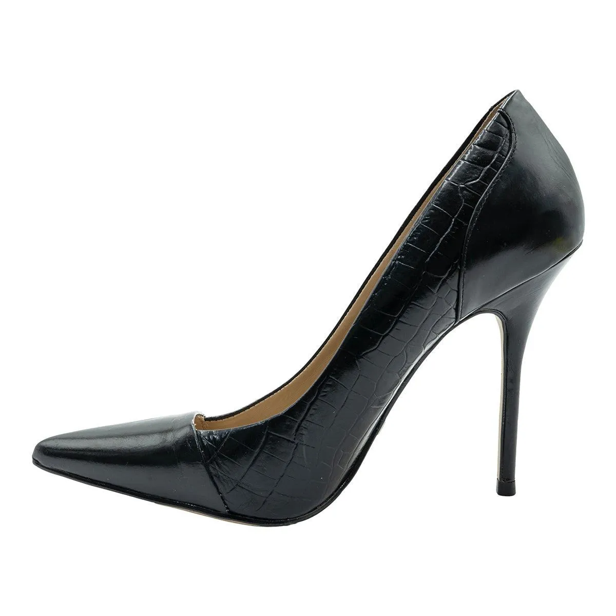 Buffalo Pump High-Heel Shoes Leather Black Colour For Women