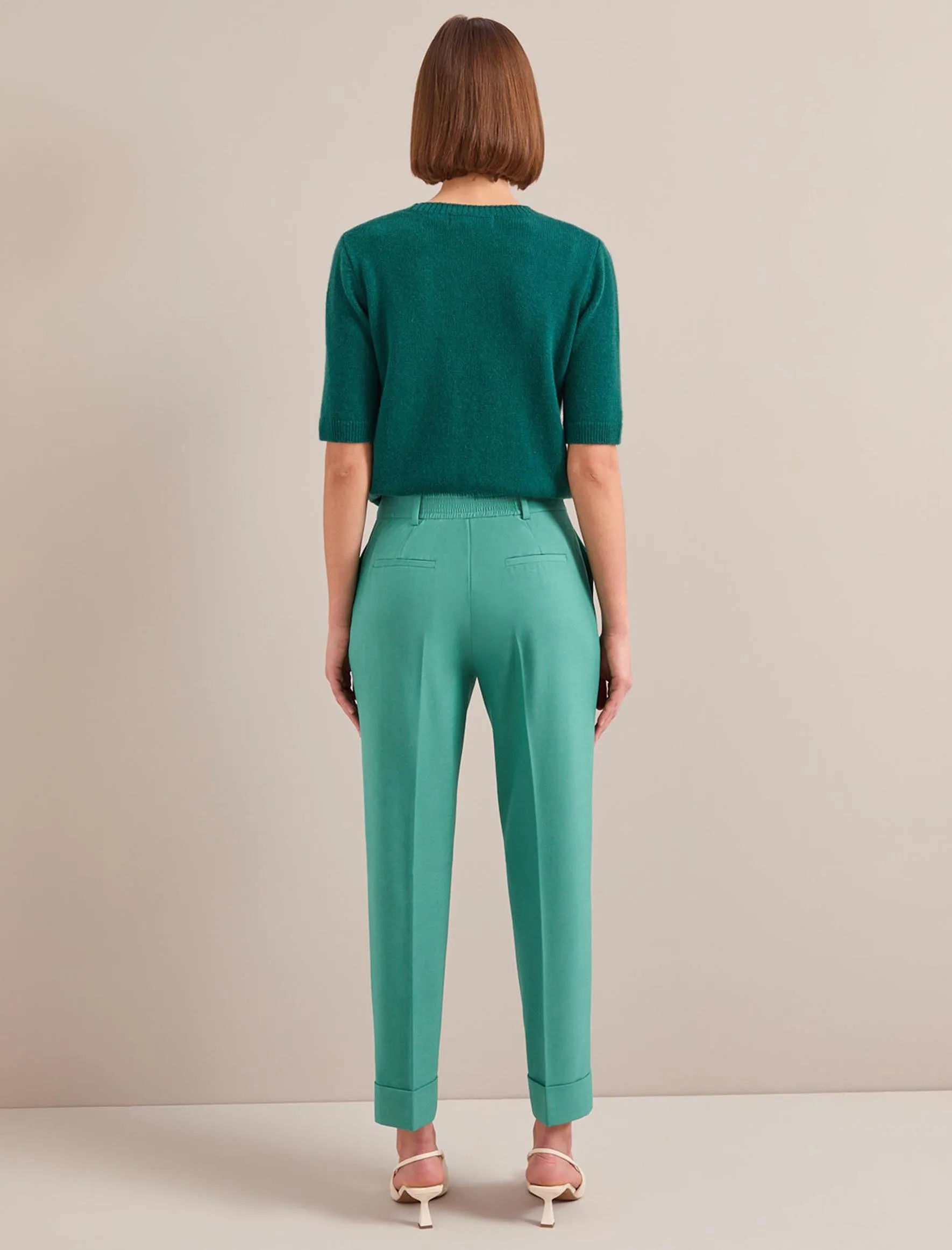 Clement New Wool Easy Waist Turn Up Trouser - Mint Green