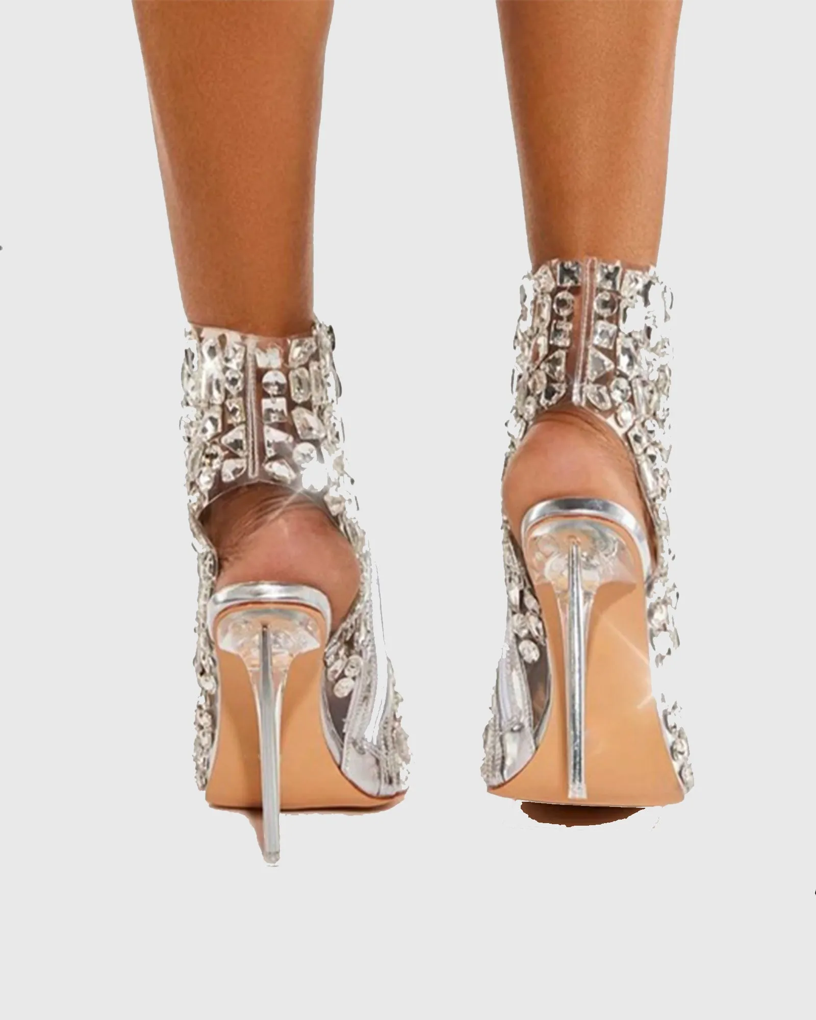 Dania Open Toe Rhinestone Slingback Ankle Boots