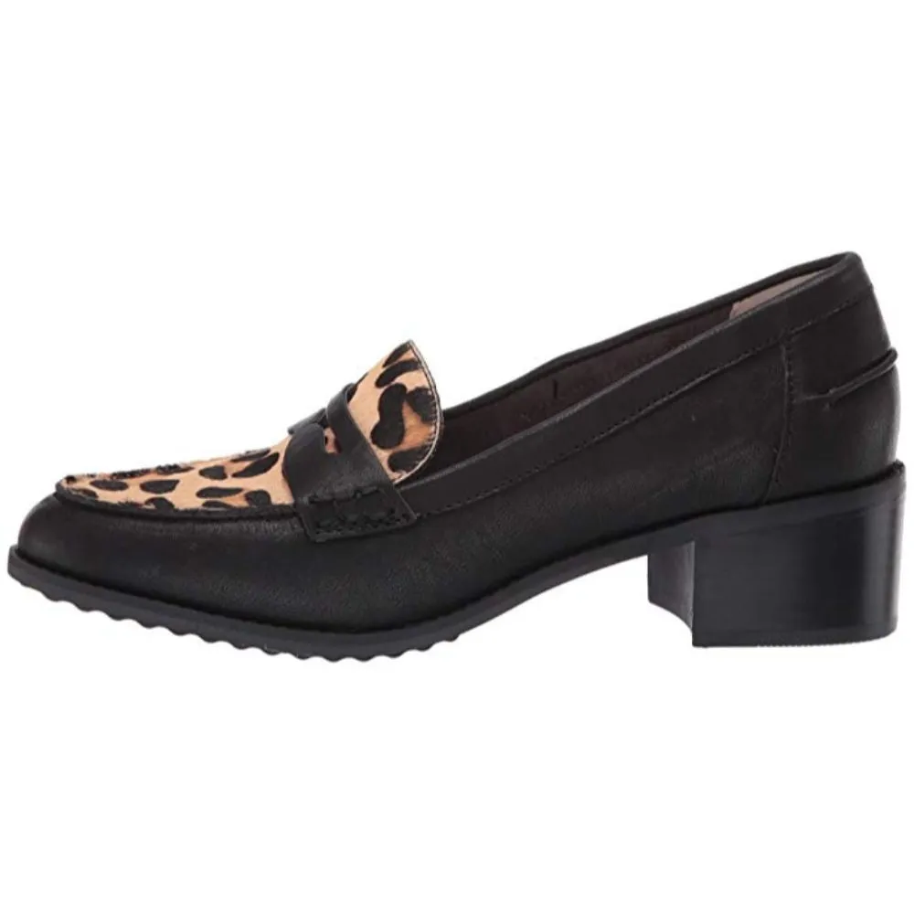 Darra Black Leather Tan Jaguar Print Me Too Pumps