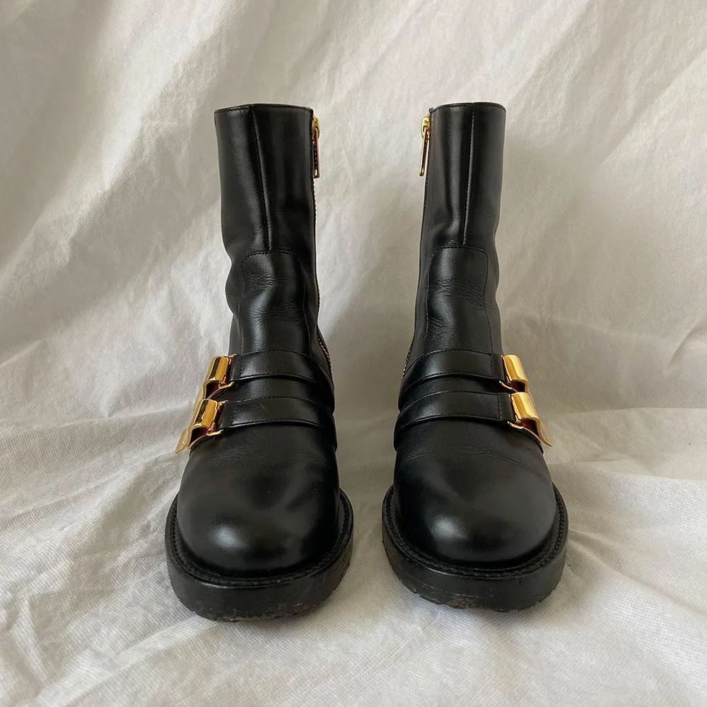 Dior Black Leather Side Zip Ankle Boot, 37.5