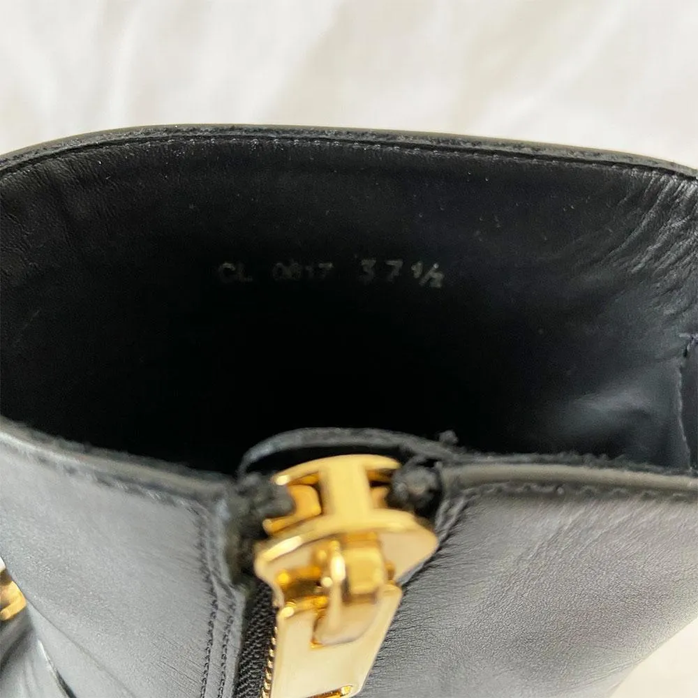 Dior Black Leather Side Zip Ankle Boot, 37.5
