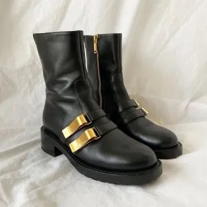 Dior Black Leather Side Zip Ankle Boot, 37.5