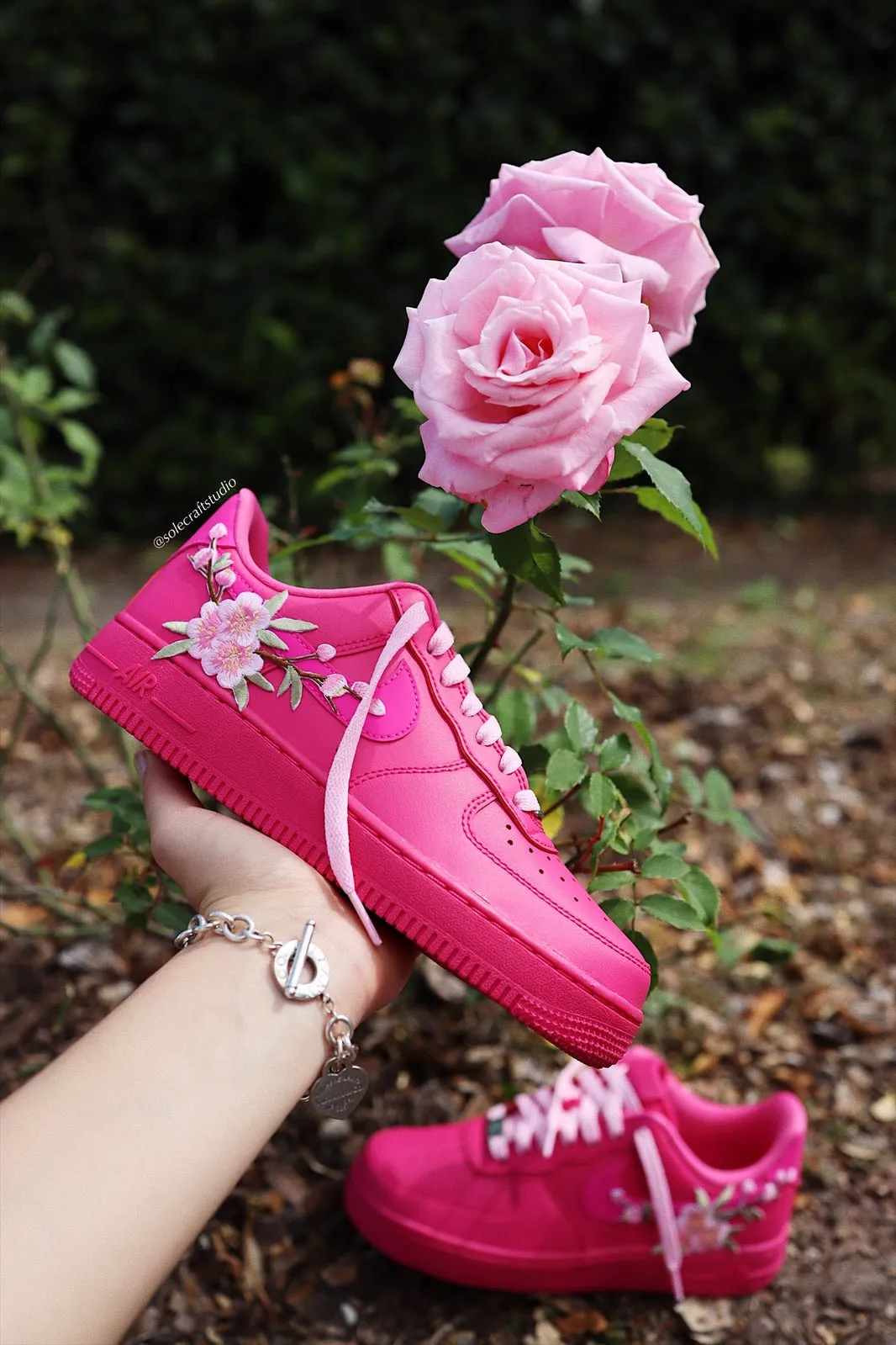Embroidered Blossom Flower Patch Custom Hot Pink Air Force 1