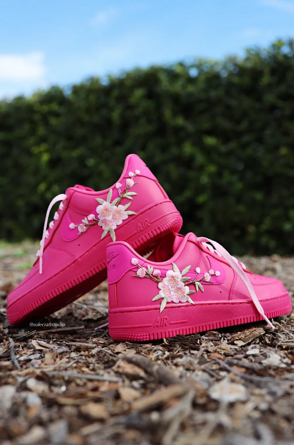 Embroidered Blossom Flower Patch Custom Hot Pink Air Force 1