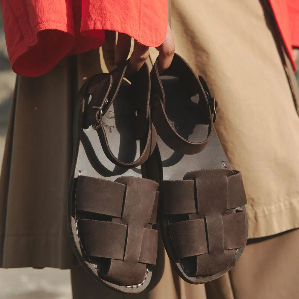 Gemma - Leather Adjustable Strap Sandal | Brown Nubuck