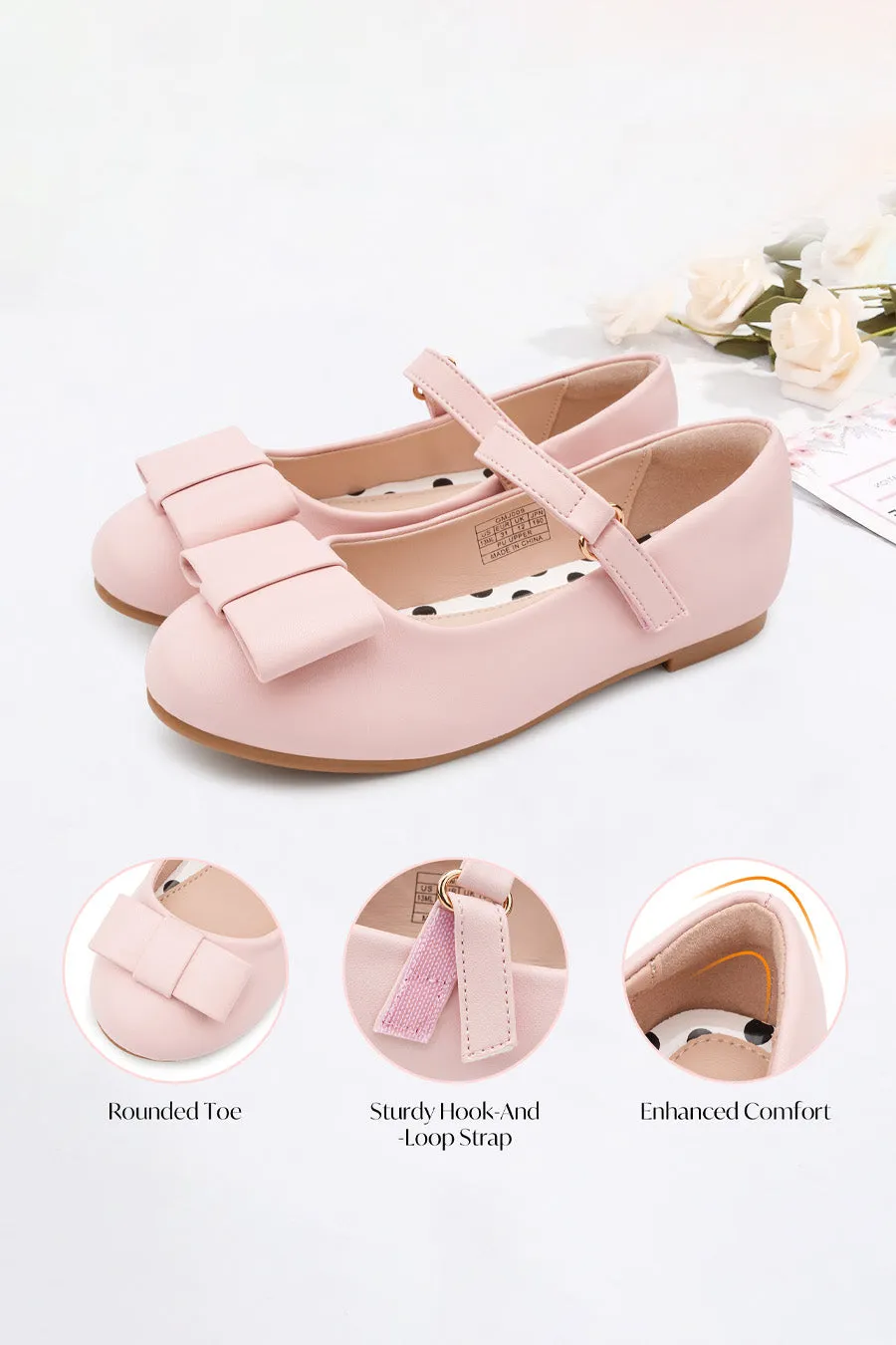 Girls Faux Leather Mary Janes | Chic Dress Shoes with Bow