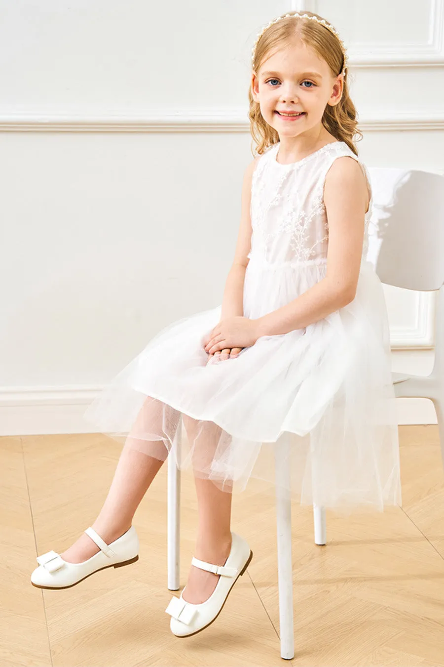 Girls Faux Leather Mary Janes | Chic Dress Shoes with Bow