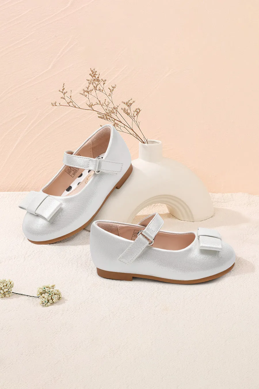 Girls Faux Leather Mary Janes | Chic Dress Shoes with Bow
