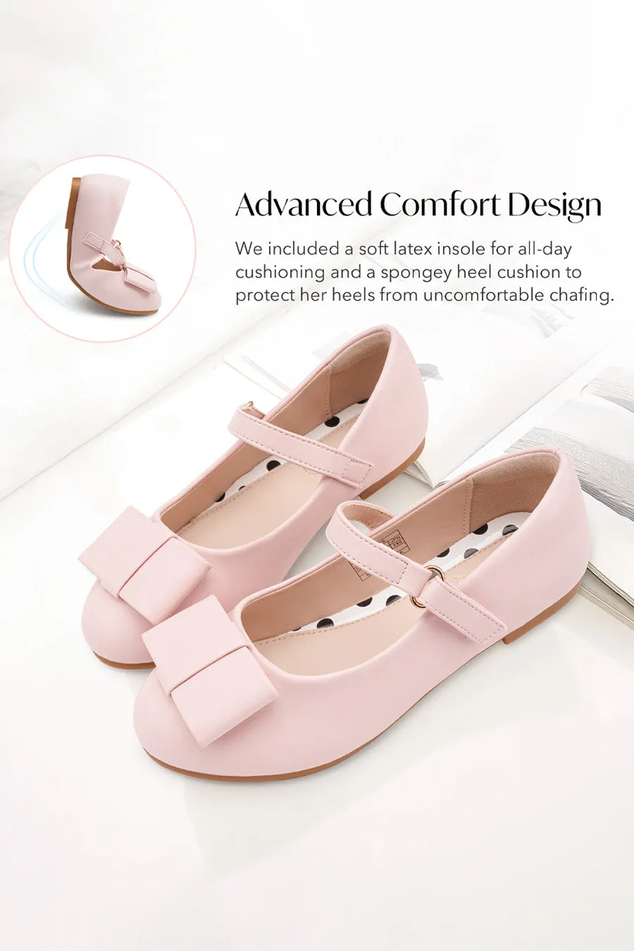 Girls Faux Leather Mary Janes | Chic Dress Shoes with Bow