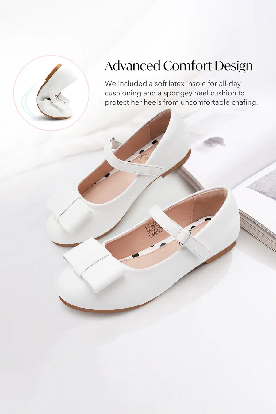 Girls Faux Leather Mary Janes | Chic Dress Shoes with Bow