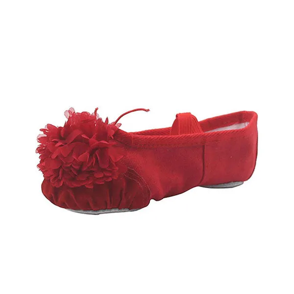 Kid Ballet Dancing Flat Athletic Practice Shoes with Flower