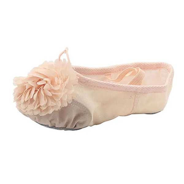 Kid Ballet Dancing Flat Athletic Practice Shoes with Flower