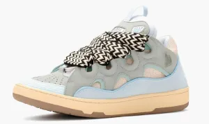 Lanvin Leather Curb Sneakers Light Blue
