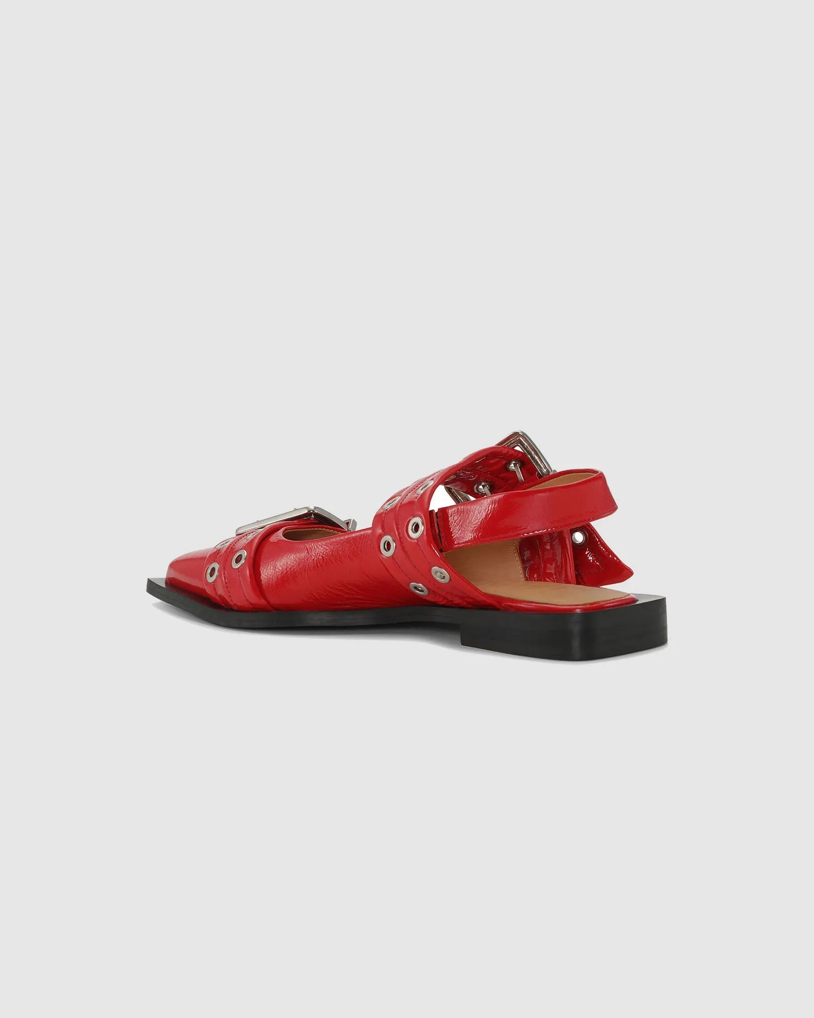 Liliana Buckle Leather Slingback Flats In Red