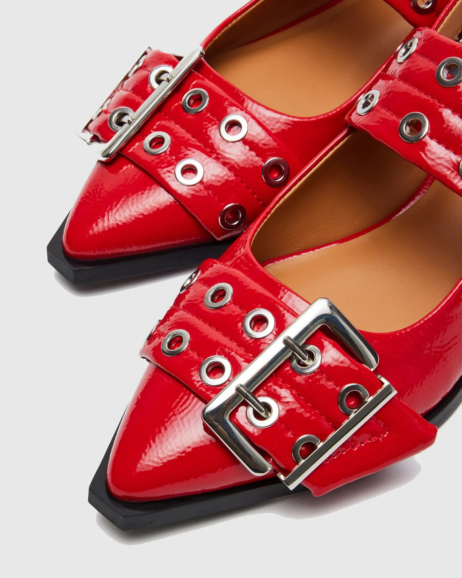 Liliana Buckle Leather Slingback Flats In Red