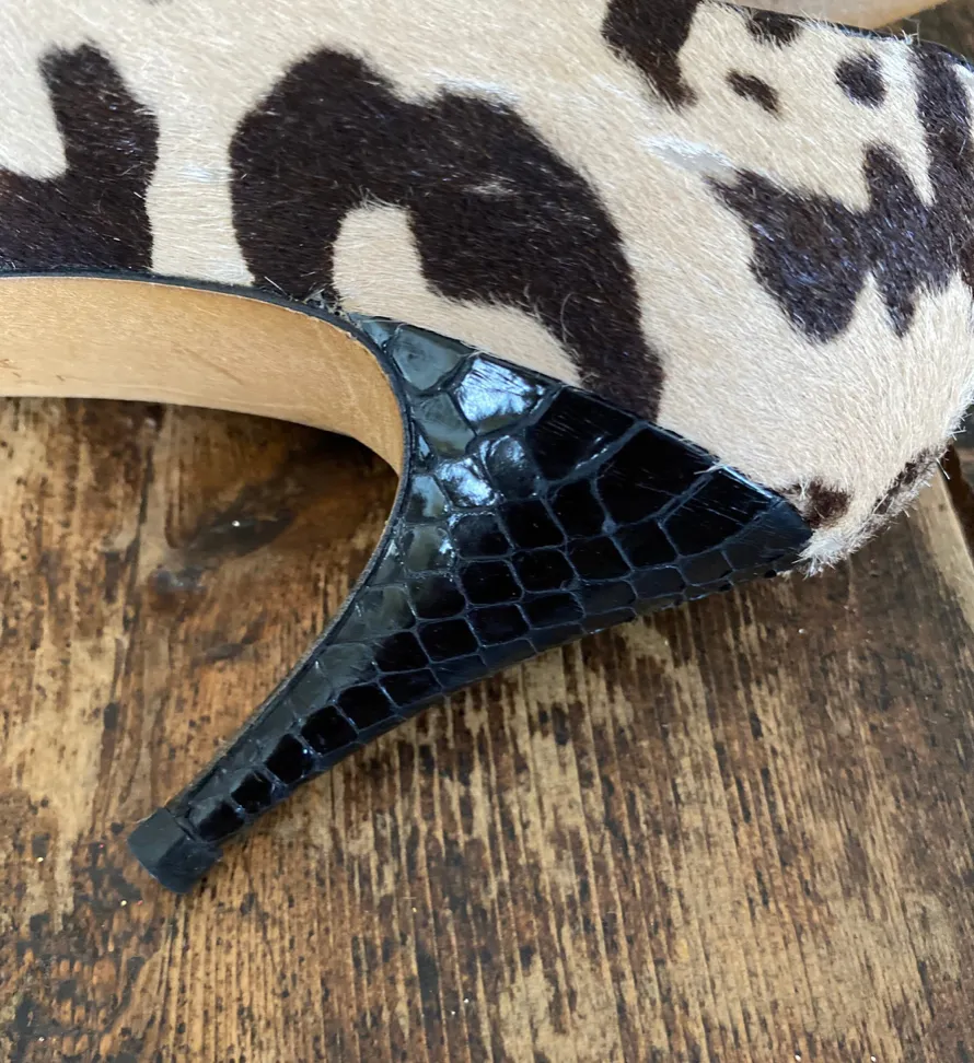 Neiman Marcus Classic Pony Hair and Snakeskin Heels