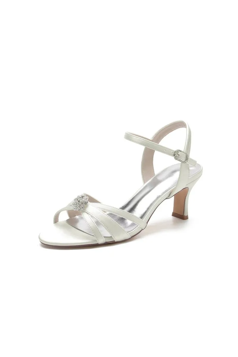 Peep Toe Imitated Silk Chunky Heels