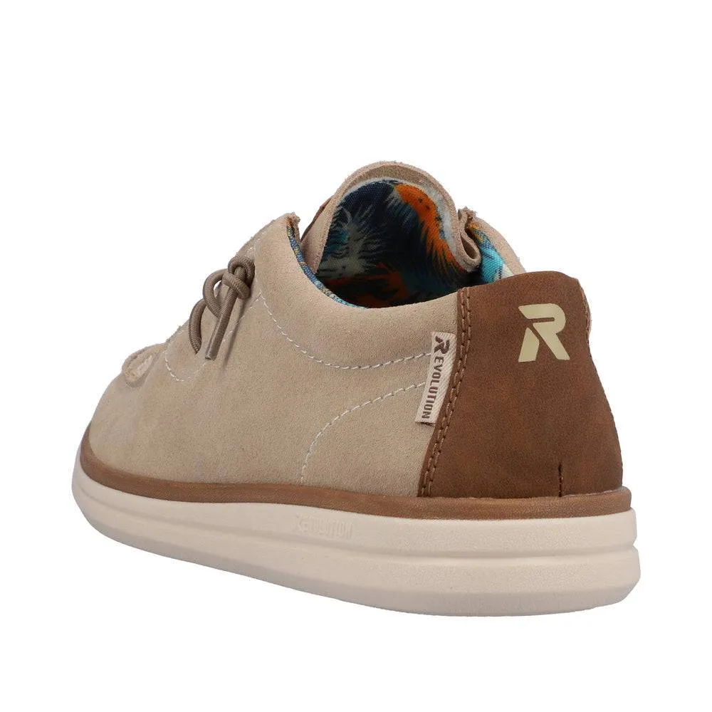 Rieker U0602-62 Mens Beige Leather Lace Up Shoes