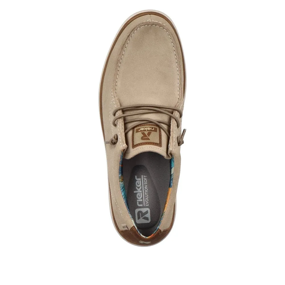 Rieker U0602-62 Mens Beige Leather Lace Up Shoes