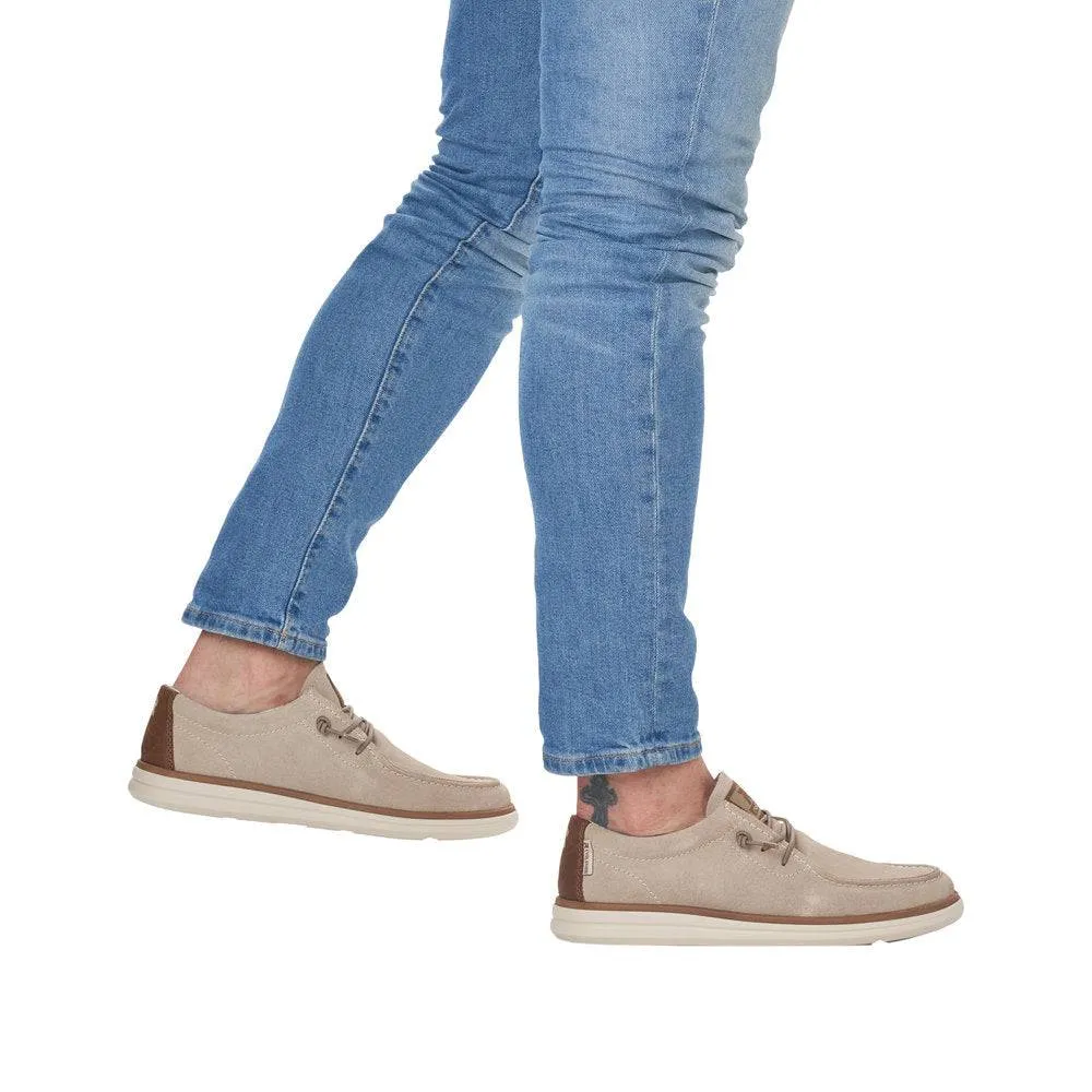 Rieker U0602-62 Mens Beige Leather Lace Up Shoes